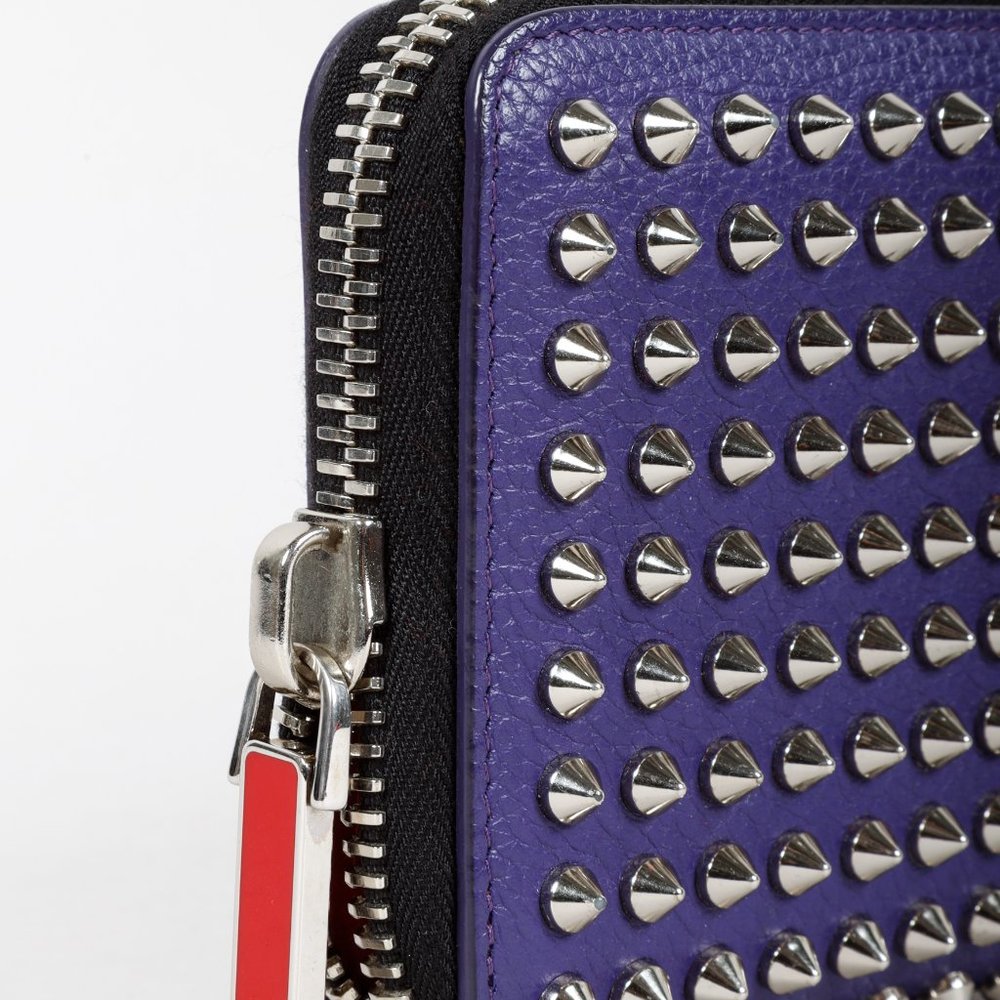 *SOLD* Christian Louboutin Purple Calfskin Spiked Zip Wallet - Picture 6 of 9